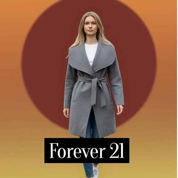 Vintage Y2K Forever 21 Women's Gray Trench Coat - Picture 8 of 10